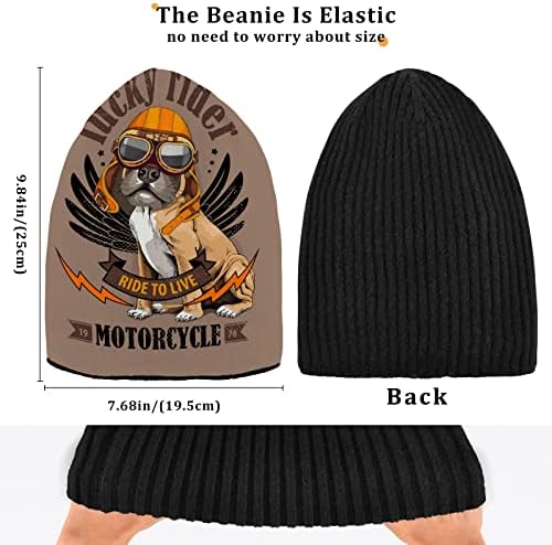 Alaza Boxer Dog u naočalama Helmet Lucky Rider Coffee Beanie za žene Muškarci Zimska šešir Reverzibilna