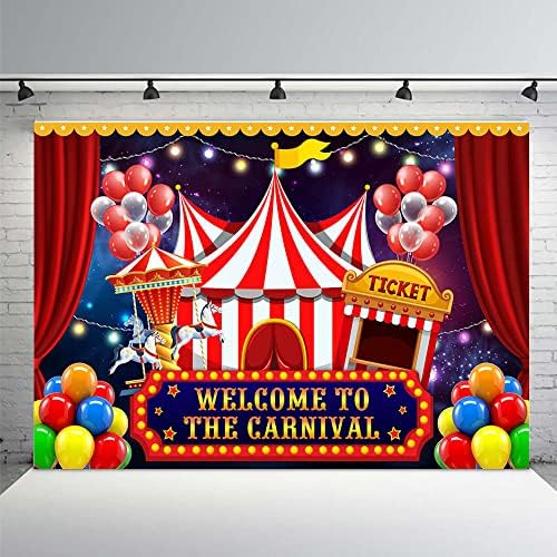 Mehofond Carnival Circus Backdrop za fotografiranje karnevalske teme Rođendne ukrasi Banner Dobrodošli