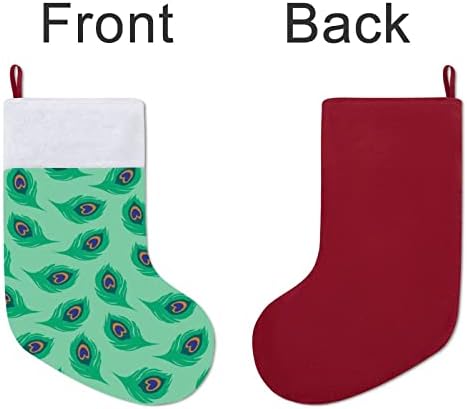 Paun uzorak zeleni rep crveni božićni praznici čarape Početna ukrasi za Xmas Tree Kamin Viseće