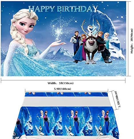 Luckmerry Frozen Elsa princeza Happy Birthday Party Dekoracije zalihe djevojke Rođendanska zabava zid pozadina i stolnjak fotografija pozadina fotografija Banner za djecu rođendansku zabavu