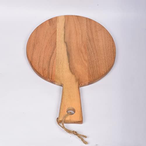 Samhita okrugla bagremova ploča za sečenje drveta sa ručkom za seckanje i serviranje šarafa, sira, pice, hleba-zidni dekor