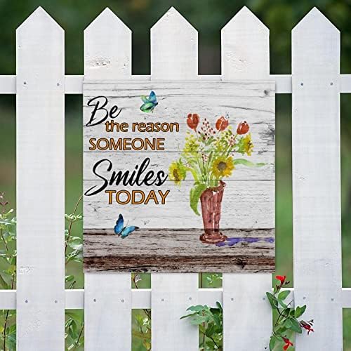 Budite razlog što neko nasmiji danas drveni znakovi suncokret cvjetni leptir viseći zid potpisuju inspiracija Porodična fraza Retro Početna Zidna ukras za učionicu Dekor za spavaće sobe Kuća Roaming 8x8in
