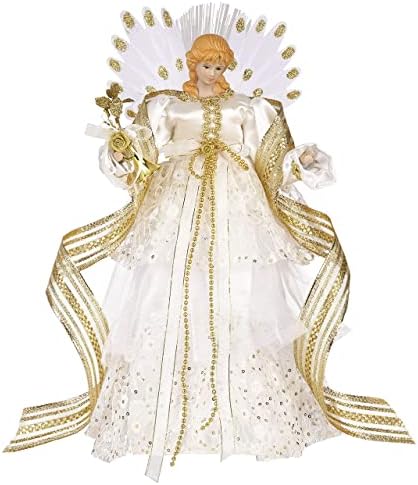 Valery Madelyn Bijeli zlatni božićni ukrasi Bundle | 16CT 8cm kuglični ukrasi i anđeoski božićni anđeo