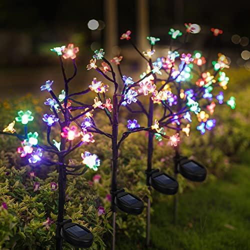 4 paketa solarne vanjske lampe dekorativna, svjetla za solarno vrtno cvijeće u boji Vanjska vodootporna Za dvorište, Uređenje vrta