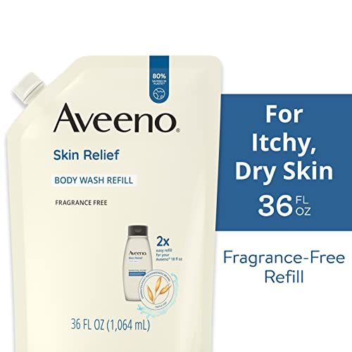 Aveeno Skin Relief pranje tijela bez mirisa napunite zob za smirivanje svrbeža, suhu kožu, nježan, formuliran bez sapuna, boje, parabena, ftalata & alkohol, za osjetljivu kožu, 36 Florida. oz