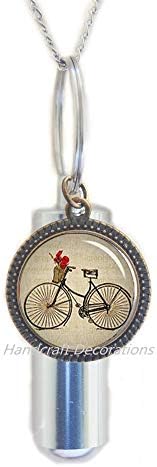 HandcraftSecorations Bicikl URN Bicikl kremiranje urn ogrlica bicikl nakit, pokloni za bicikliste, rođendanski