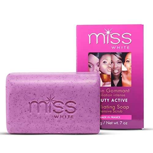 Sajam & amp; WHITE Miss White, aktivni piling sapun – 7 fl oz / 200g-Bar za posvjetljivanje kože, sapun za čišćenje, za tijelo i lice
