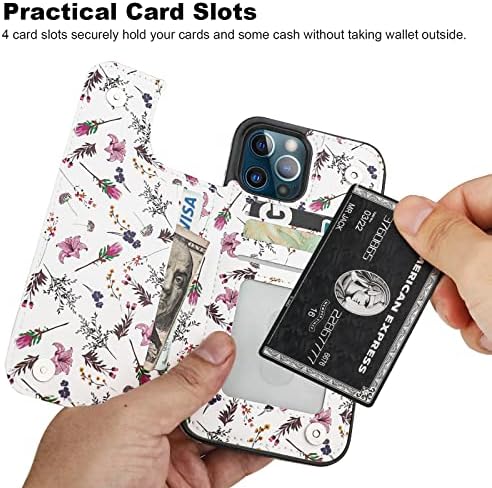 HAOPINSH za iPhone 12 Pro Max torbica za novčanik sa držačem za kartice, mali Florals uzorak