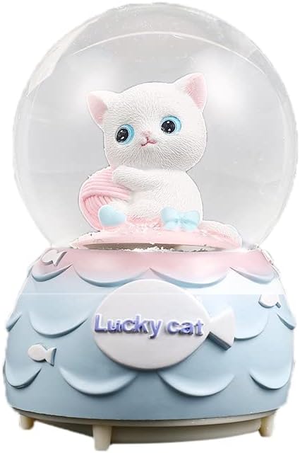Cat Sning Globe, slatka snježna globusna smola mačka kristalna snježna kućna ukras ukras s baterijom