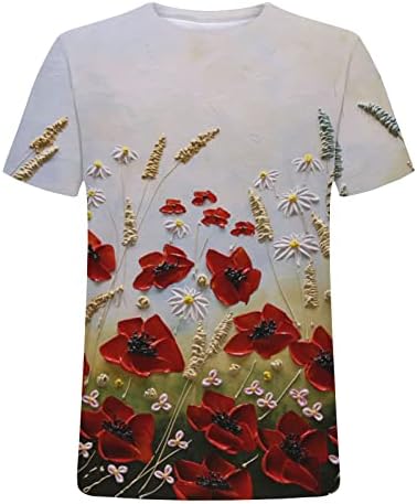 Wenini Womens vrhovi grafički tees - Ženski modni vrhovi Casual okrugli vrat Digitalni ispis kratkih rukava majica top bluza