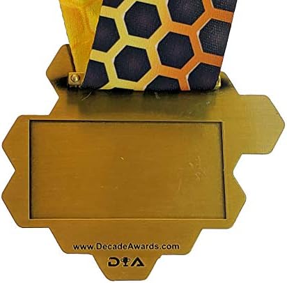 Dekade nagrade pravopisna medalja pčelinjeg saća - Zlatna, Srebrna ili Bronzana-medaljon pravopisa B sa trakom za vrat sa saćem-široka 3,25 inča-prilagodite sada