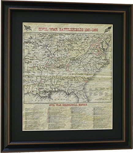 Namješteno uokvireno-kartu-civilno-ratne ratne polje-1861-1865-sa-crnim matte