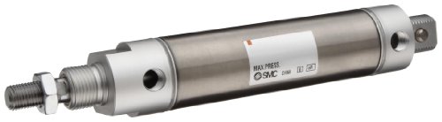 SMC NCMB106-0200 Zračni cilindar od nehrđajućeg čelika, okruglo tijelo, dvostruko djelovanje, ugradnja osnovnog stila, ne prekidač spremna, bez jastuka, 1-1 / 16 Stroke od, 2, 0,312 štap od, 1/8 NPT