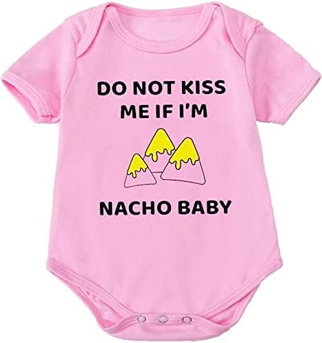 Ne poljubi me ako sam nacho Print baby Girls BoysUits Rompers kratki rukav na vrhu pulover O-izrezom