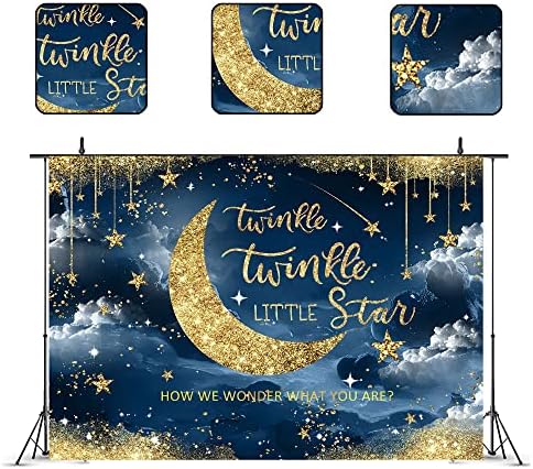 Glawry Twinkle Twinkle Little Star Backdrop 7wx5h noge akvarel Shinning Stars mornarsko plavo
