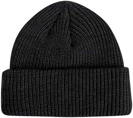 RONGXI Trendi šeširi za muškarce i žene Čvrsto boje Slatke Chunky Caps pletene super meka bejzbol kapa uho toplije crno
