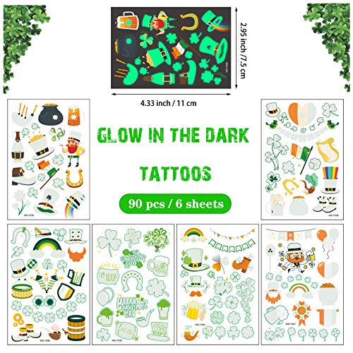 Dan ul Patricks, 200 komada Dan Svetog Patrika Privremene tetovaže, uključujući 90 sjaj u mraku ili noću za Dan St. Paddyja Parade Pay