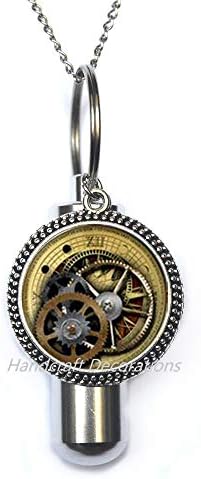 Steampunk sat zupčani nakit kremacija urn ogrlica, zupčanik nakit kremacija urn ogrlica, parni