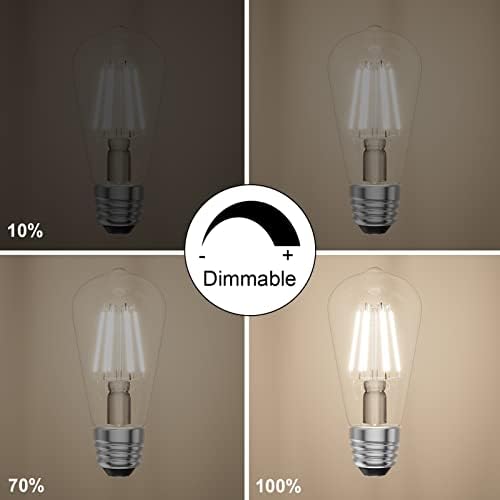 Ralbay E26 ST48 Zatamnjive Vintage LED Edison sijalice 60 W ekvivalentno 6 pakovanja, svijetlo prirodno bijelo svjetlo 4000K, ST48 antikne LED žarulje sa žarnom niti, E26 Srednja baza