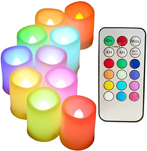 Slatke sveće bez plamena u boji sa tajmerom i daljinskim upravljačem Led lampe za čaj koje menjaju boju sveće, Votivne sveće na baterije za Dan zaljubljenih, dekor za uskršnju zabavu,1,5x 2,Set od 10.