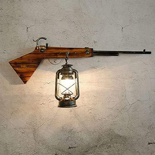 FOVKP Retro nostalgična drvena zidna lampa Antikni industrijski vazdušni pištolj tip Sconce Mount