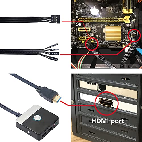 GELRHONR eksterno dugme za napajanje računara, dugme za resetovanje kućišta Desktop računara sa HDMI