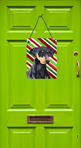 Caroline's Treasures SC9337DS1216 Doberman Candy Cane Holiday Božićni zidni ili viseći otisci vrata, aluminijumski metalni znak Kuhinjski zidni Bar plaketa za kupatilo Kućni dekor plaketa za ulazna vrata,