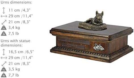 Bul Terijer leži 3, urna za spomen pepeo psa sa statuom, imenom i citatom za kućne ljubimce-Artdog personalizovano