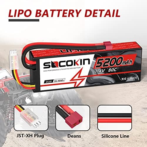 Sokokin 2S lipo baterija 5200mAh 70C Tvrdoća za bateriju DEAN-ovi za RC Evader BX Car RC Buggy RC