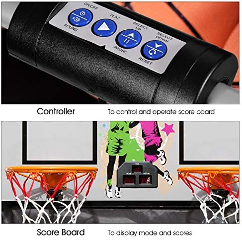 Giantex Sklopiva košarkaška igra, 8 Opcije igre, elektronički dvostruki hitac 2 igrača W / 4 kuglice i LED bočni sistem, unutarnja košarkaška igra za djecu, odrasle