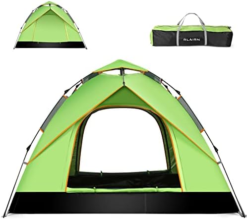 RLAIRN Šatori za kampovanje Vodootporan, skočni instant obiteljski šator s vjetrovim užadima protiv UV zraka, ultralight zamračenje laganog šatora za 2/3/4 osobe kampiranje, planinarenje, vanjski, ruksak