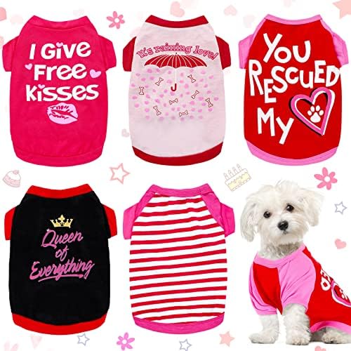 5 komada pseće košulje za malu pse djevojku ženska košulja za pse s kućnim ljubimcima s smiješnim slovima Štenana