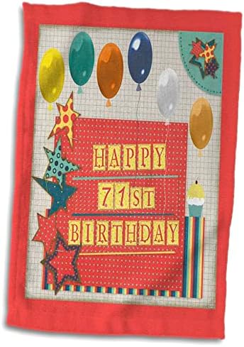 3Droza 71. rođendan, baloni, cupcake, zvijezde, blok slovo, narandžasta, zelena - ručnici