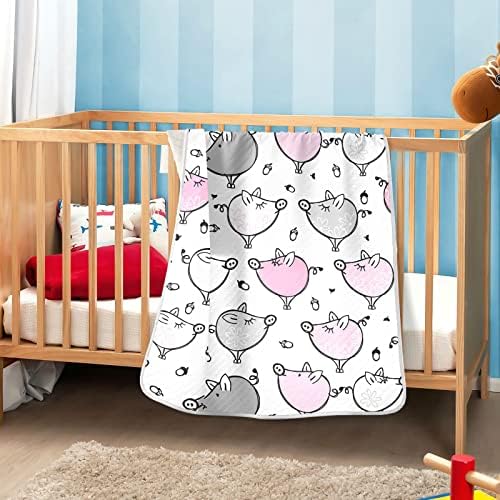 Switdle pokrivaće smiješne svinje Pamučni pokrivač za dojenčad, prepun ćebe, lagana mekana prekrivačica za krevetić, kolica, raketa, 30x40 u, bijeloj boji