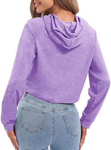 Oplxuo ženska dukserica sa kapuljačom, ženska Casual čvrsta Crop Top dukserica labava pulover majica bluza