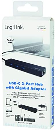 LogiLink Ua0313 Slim USB 3.0 Hub Crni 3-Port + Gigabit LAN