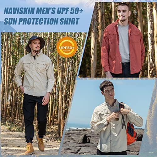 Naviskin Muški za zaštitu od sunca za zaštitu od sunca UPF 50+ Sunčane majice s dugim rukavima za muškarce PFG planinarenje