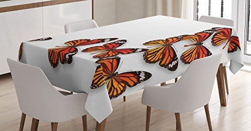 AMBESONNE Leptiri stolnjak, monarh leptir leteći okvir Insekt Egzotično vrijeme, blagovaonica kuhinja pravokutni