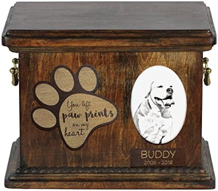 Art Dog Ltd. Američki buldog, urna za pseći pepeo sa keramičkom pločom i opisom