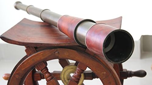 35 ručni mesing teleskop koža prekrivena Nautički kolektor-jedinstveni Ručni dizajn Indijski Artisan Antikviteti duge cijevi ručni Vintage kolekcionarski nišani