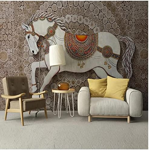Evropska Kreativna plemenita konja drvo zrno Muralna pozadina dnevna soba Dečija dečija spavaća soba zidna tkanina Kućni dekor zidni pokrivač-450X300CM