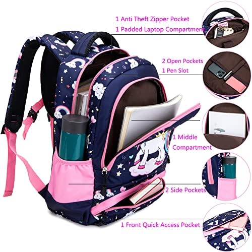 Dafelile ruksak jednorog za djevojčice školski predškolski ruksak za djevojčice školski Bookpack Set sa torbom