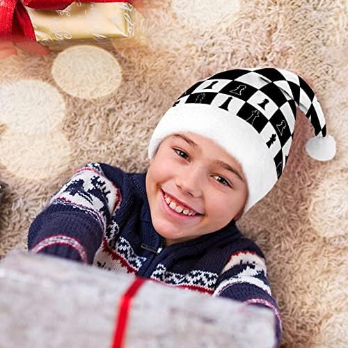 Crno-bijeli raspored šah odbora Božić Santa šešir za crvene Božić kapa odmor favorizira Nova Godina Svečana potrepštine