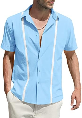 Ljetne košulje na plaži za muškarce muške Casual čvrste džepne kopče rever duge rukave košulje muške scenske