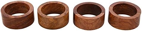 Drveni prstenovi za salvete Set od 4 - držač salveta za trpezarijski sto, klasična svakodnevna upotreba Dan