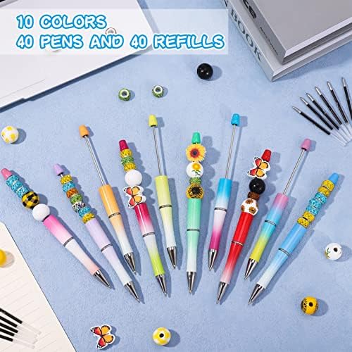 JSPUPIFIP 40 komada perlabilne olovke sa 40 punila, 10 boja plastične pletene olovke za olovke,