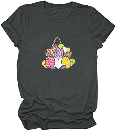 Uskršnja košulja za žene slatka zečica Print labav Casual Crewneck Tees ljetni kratki rukavi Duks bluze