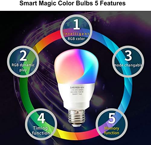 Fjyikj Smart LED sijalica koja mijenja boju 9w sijalice sa daljinskim upravljačem RGB toplo / hladno bijelo,vrijeme,