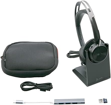 Itspwr Bundle Poly® Voyager Focus 2 UC USB-a bežične slušalice, Aktivno poništavanje buke, dolazi sa postoljem za punjenje i Itspwr USB Tip C 4 Portnim čvorištem, Bluetooth Stereo slušalicama sa mikrofonom za bum, kompatibilnim