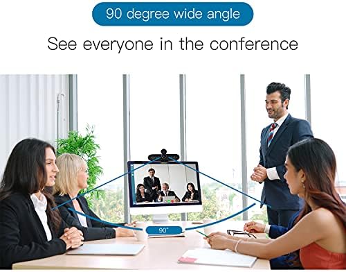 TOALLIN Ultra HD 4K Web kamera sa 4 mikrofona i dvostrukim zvučnicima, sve-u-jednom video Konferencijska Web kamera sa poklopcem za privatnost, širokokutni prikaz USB web kamera za prijenos uživo, nastavu i Video konferencije